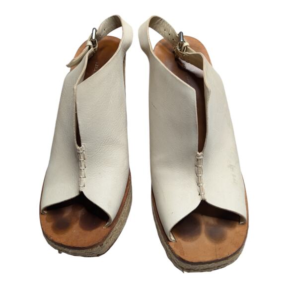 Vera Wang Lavender Label Mary Ann Ivory Leather Slingback Jute Wedge Sandals 9 - Picture 2 of 8